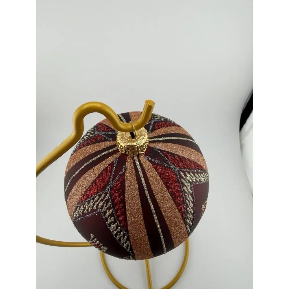Large 4inch Hand Painted Native American Christmas Ornament Glass Red/Orange